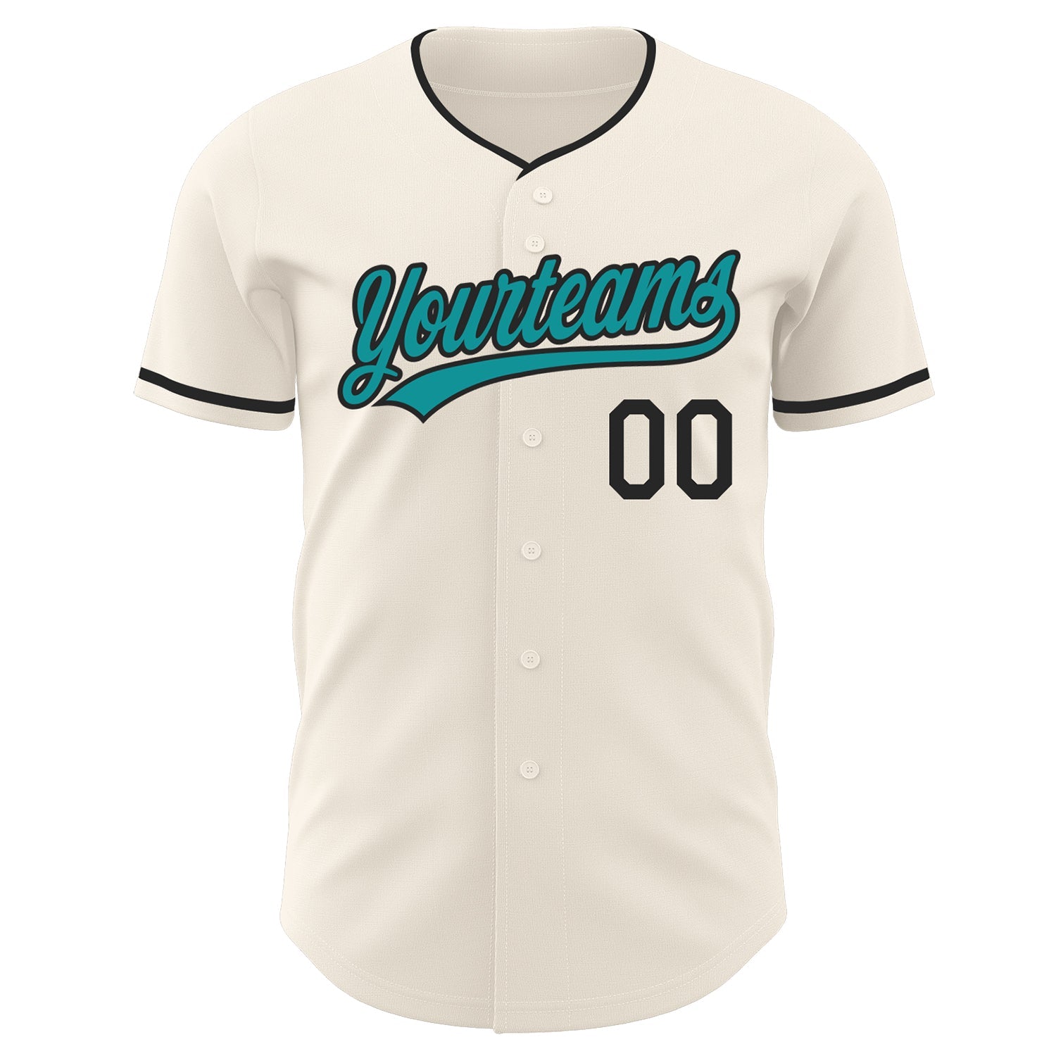 Custom Cream Teal-Black Authentic Baseball Jersey view 2