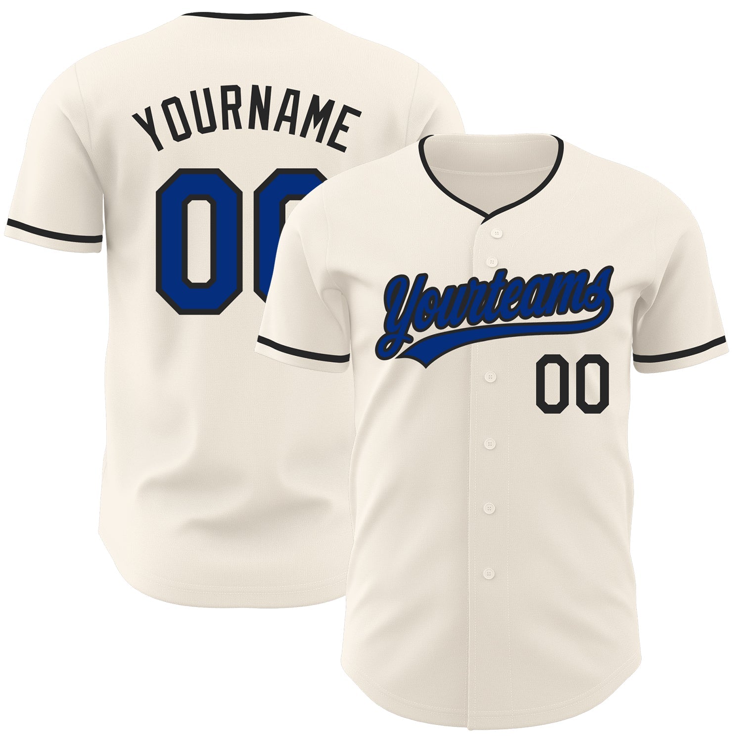Custom Cream Royal-Black Authentic Baseball Jersey - Main View