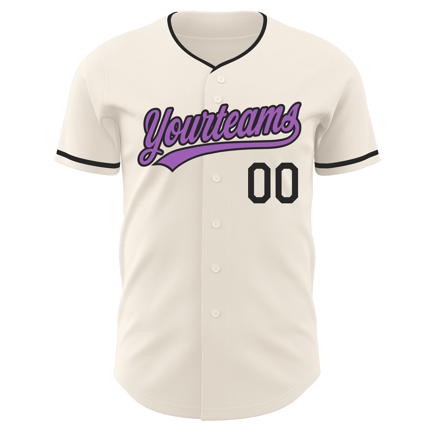 Custom Cream Medium Purple-Black Authentic Baseball Jersey view 2