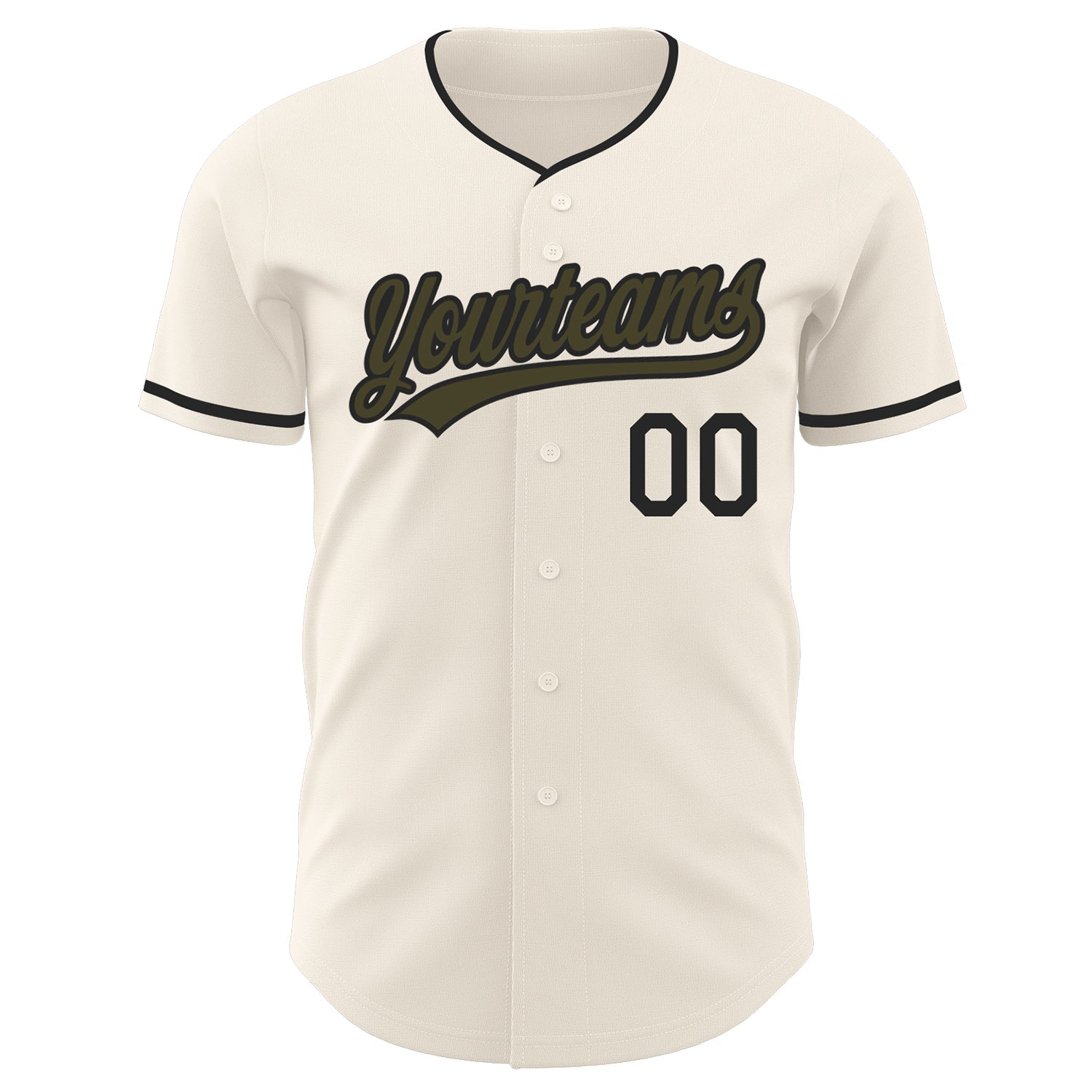 Custom Cream Olive-Black Authentic Baseball Jersey view 2