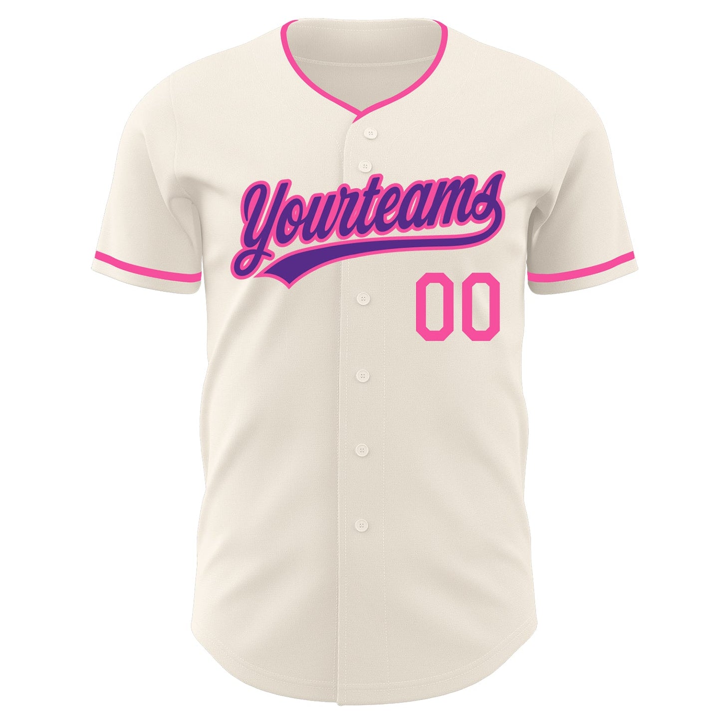 Custom Cream Purple-Pink Authentic Baseball Jersey view 2