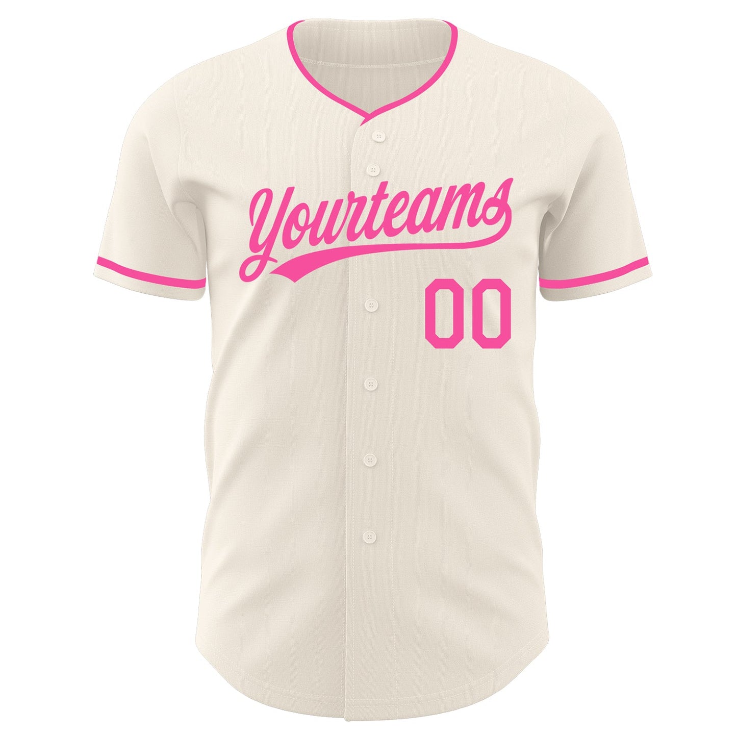 Custom Cream-Pink Authentic Baseball Jersey view 2