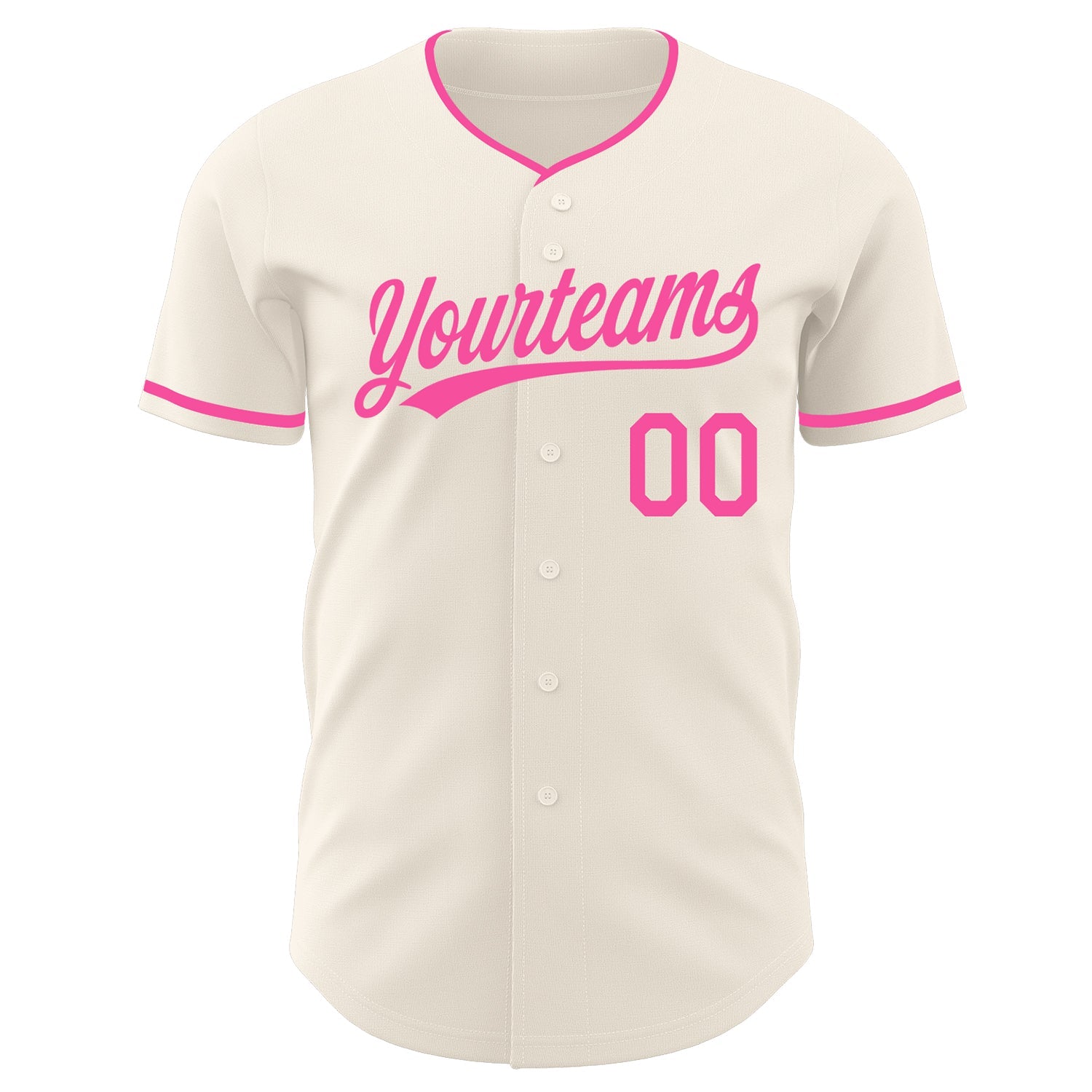 Custom Cream-Pink Authentic Baseball Jersey view 2