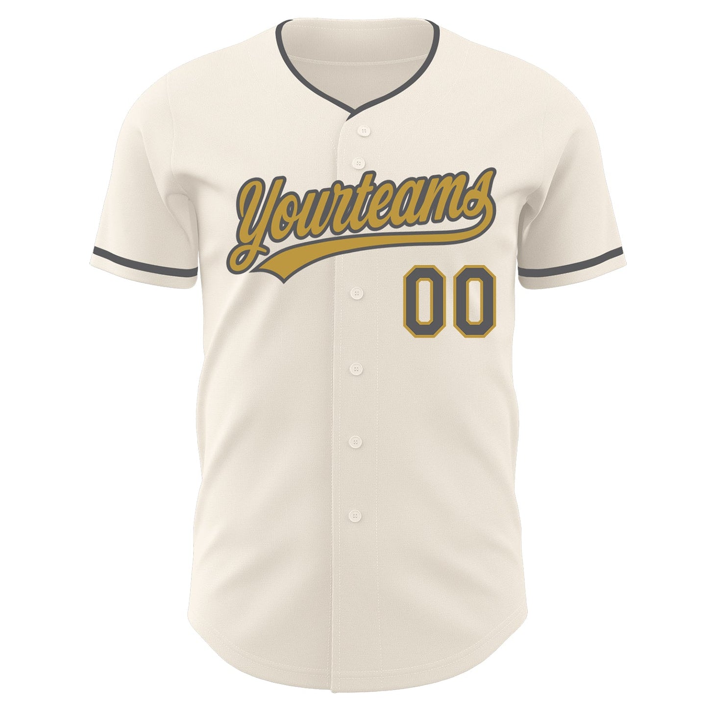 Custom Cream Steel Gray-Old Gold Authentic Baseball Jersey view 2