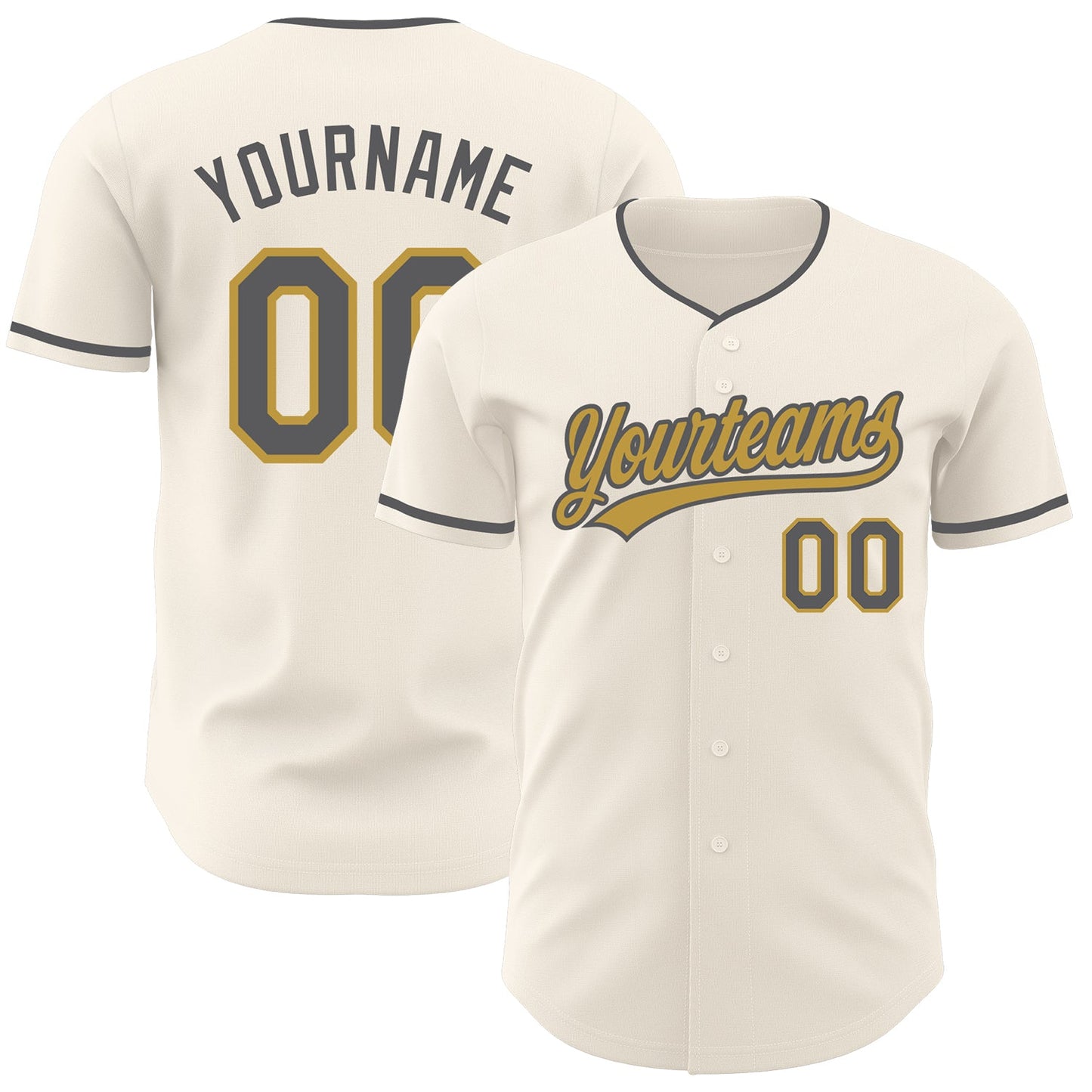 Custom Cream Steel Gray-Old Gold Authentic Baseball Jersey - Main View