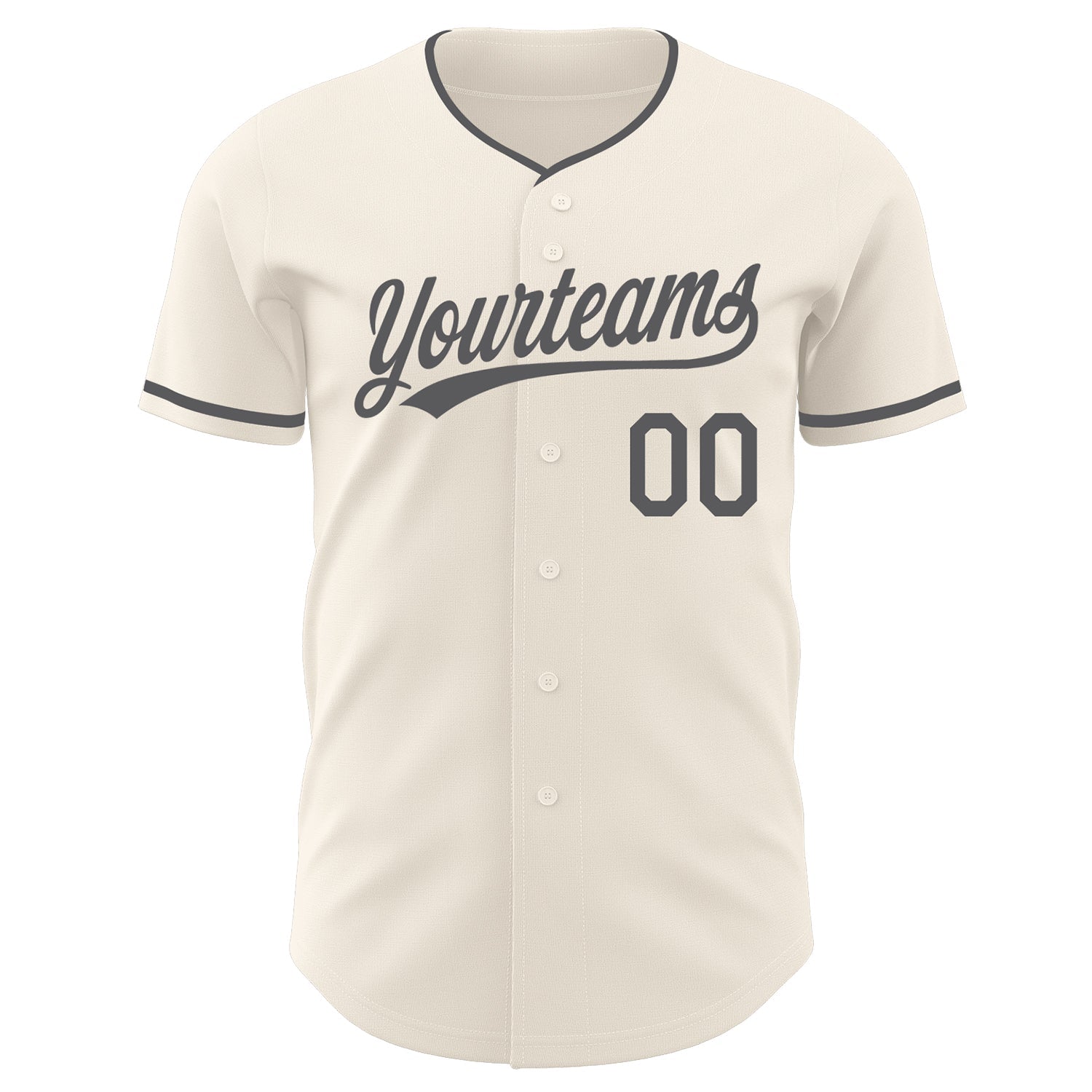 Custom Cream-Steel Gray Authentic Baseball Jersey view 2
