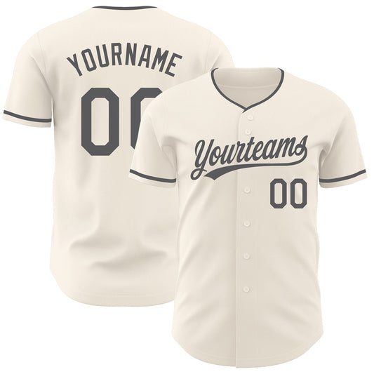 Custom Cream-Steel Gray Authentic Baseball Jersey - Main View
