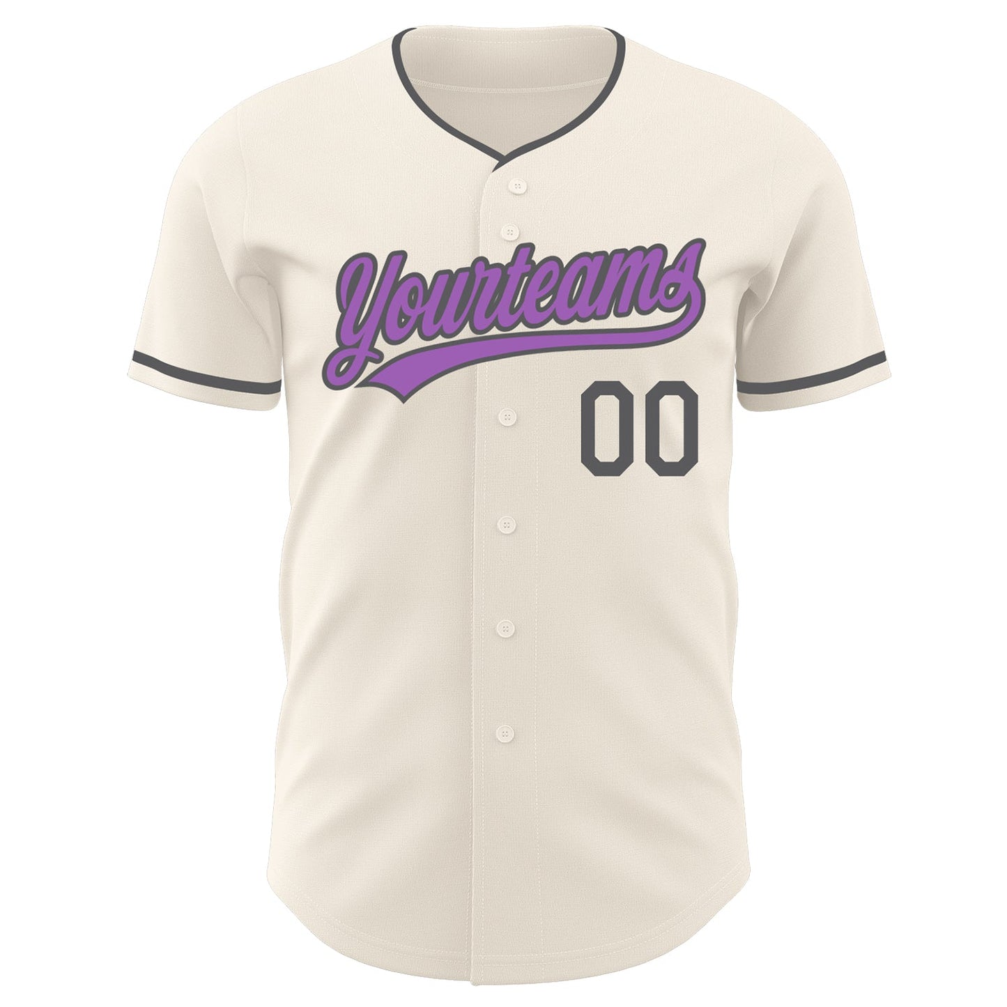 Custom Cream Medium Purple-Steel Gray Authentic Baseball Jersey view 2