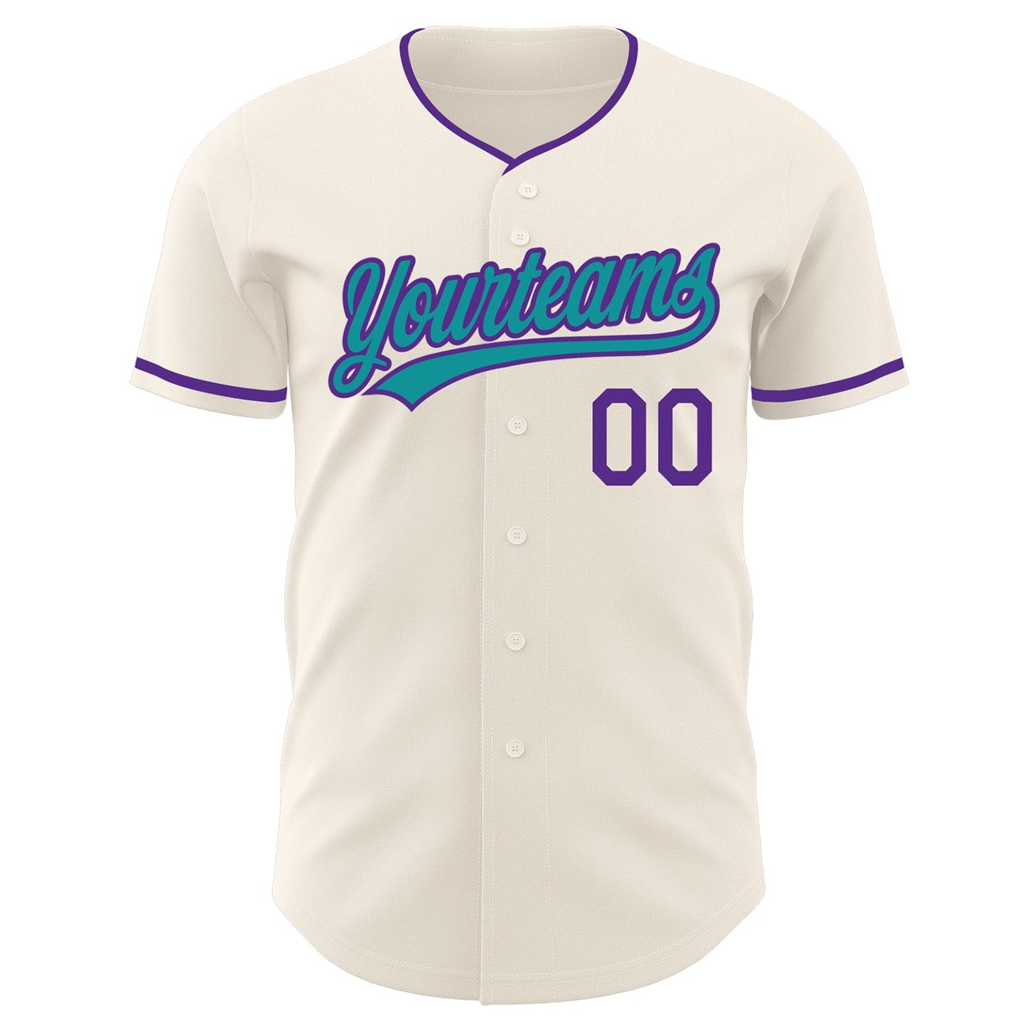 Custom Cream Teal-Purple Authentic Baseball Jersey view 2