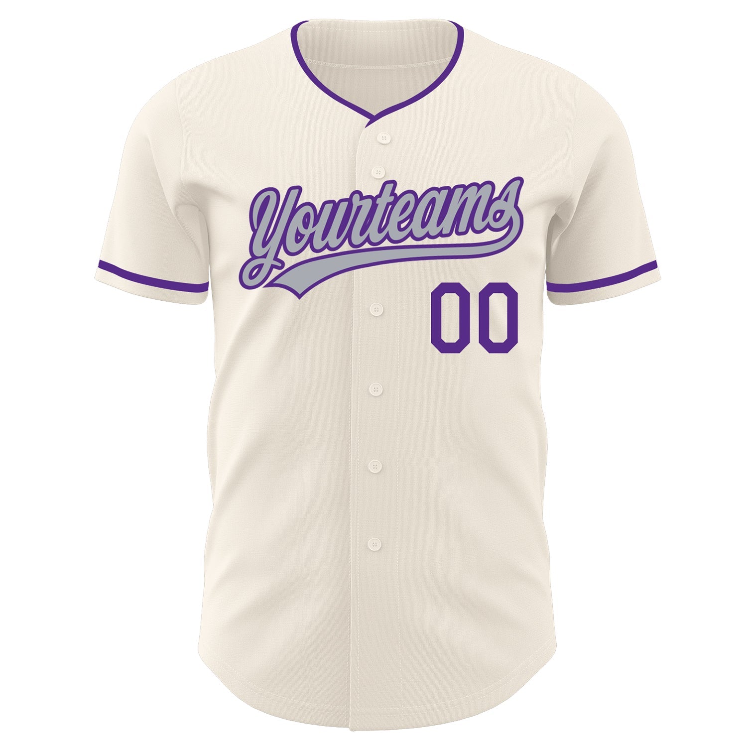 Custom Cream Gray-Purple Authentic Baseball Jersey view 2