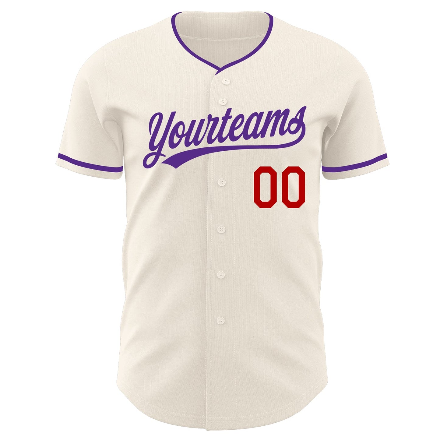 Custom Cream Purple-Red Authentic Baseball Jersey view 2