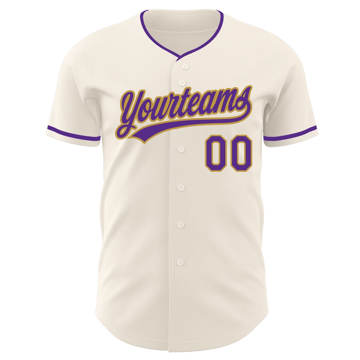 Custom Cream Purple-Old Gold Authentic Baseball Jersey view 2
