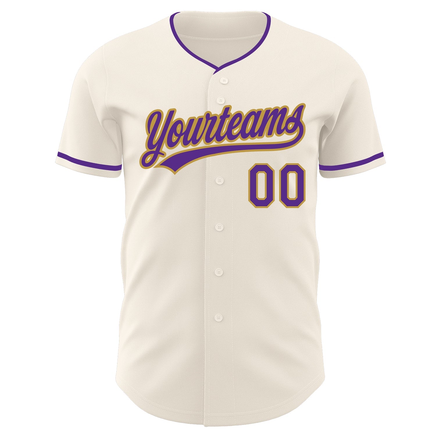 Custom Cream Purple-Old Gold Authentic Baseball Jersey view 2