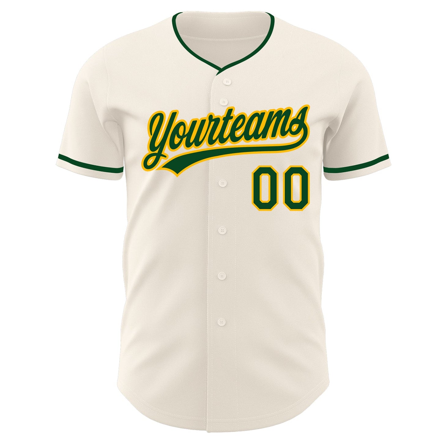 Custom Cream Green-Gold Authentic Baseball Jersey view 2
