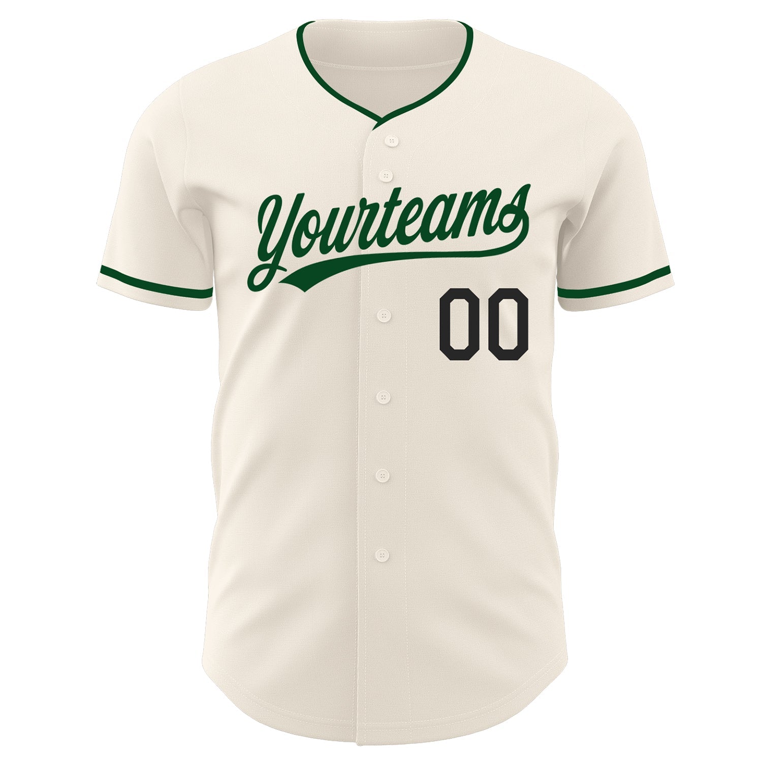 Custom Cream Green-Black Authentic Baseball Jersey view 2