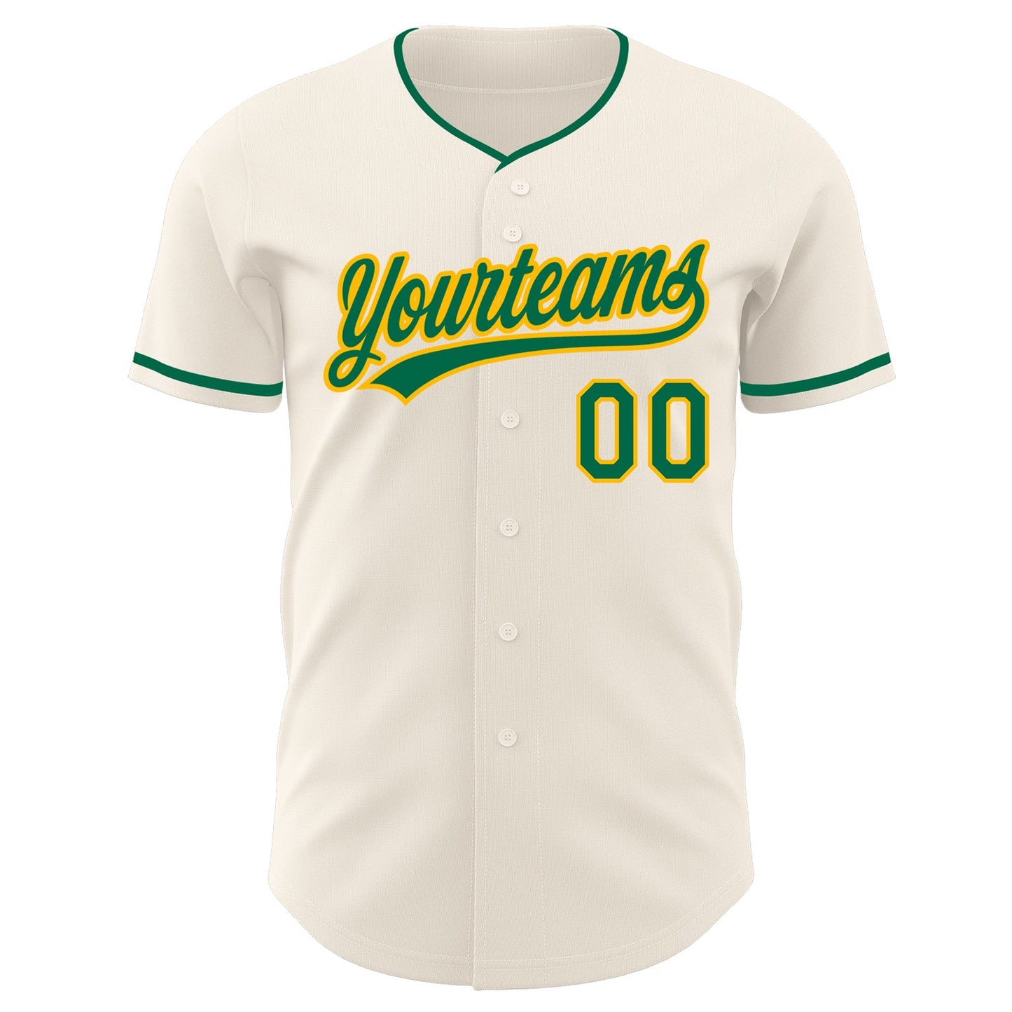 Custom Cream Kelly Green-Gold Authentic Baseball Jersey view 2