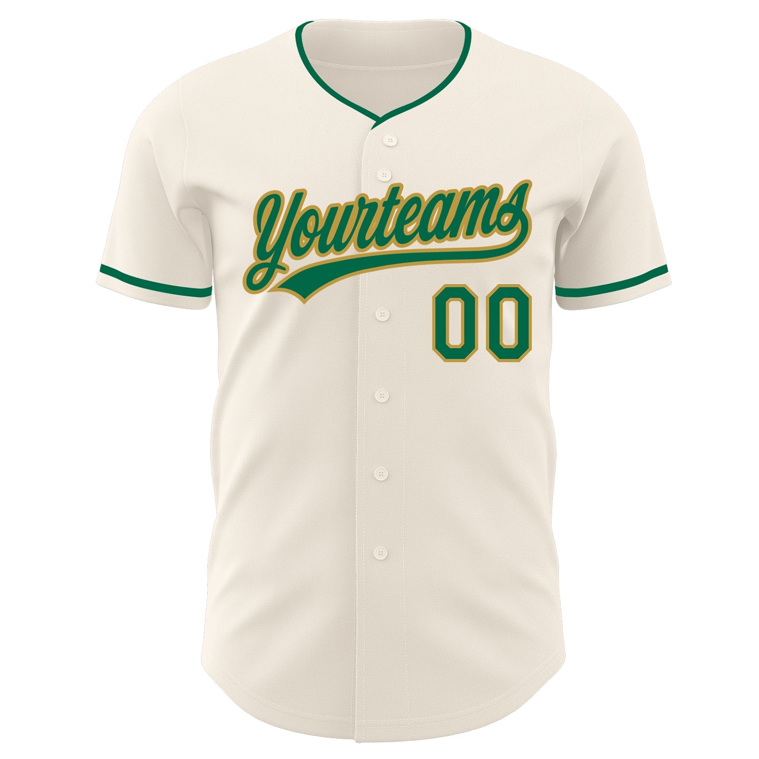 Custom Cream Kelly Green-Old Gold Authentic Baseball Jersey view 2