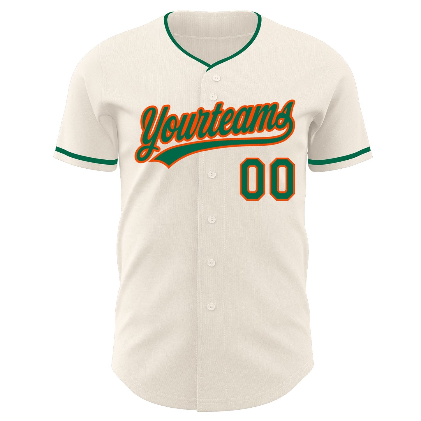 Custom Cream Kelly Green-Orange Authentic Baseball Jersey view 2