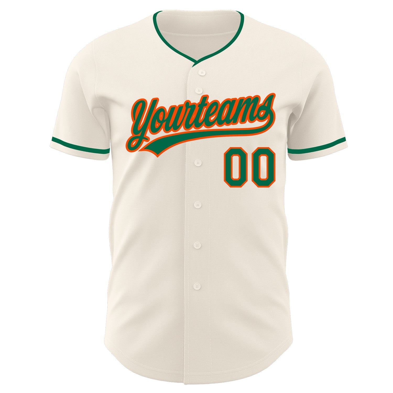 Custom Cream Kelly Green-Orange Authentic Baseball Jersey view 2