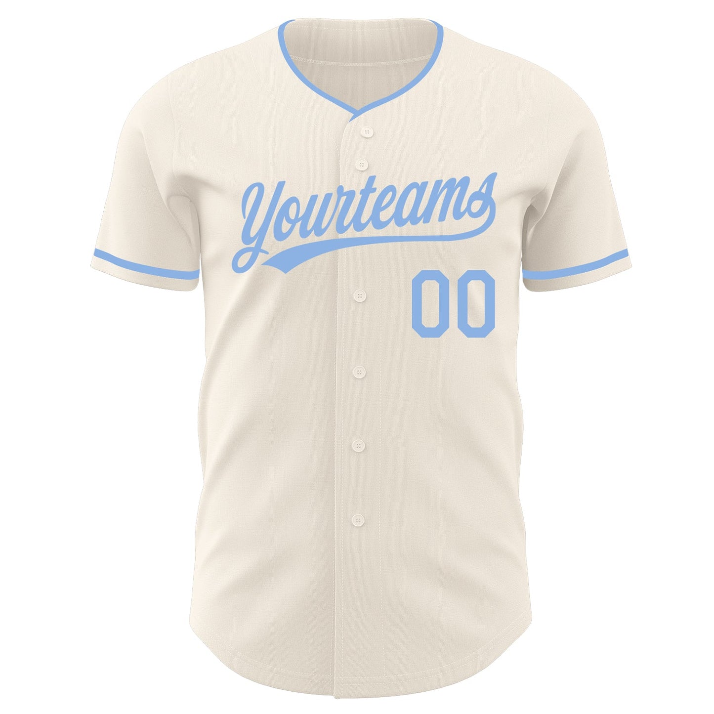 Custom Cream-Light Blue Authentic Baseball Jersey view 2