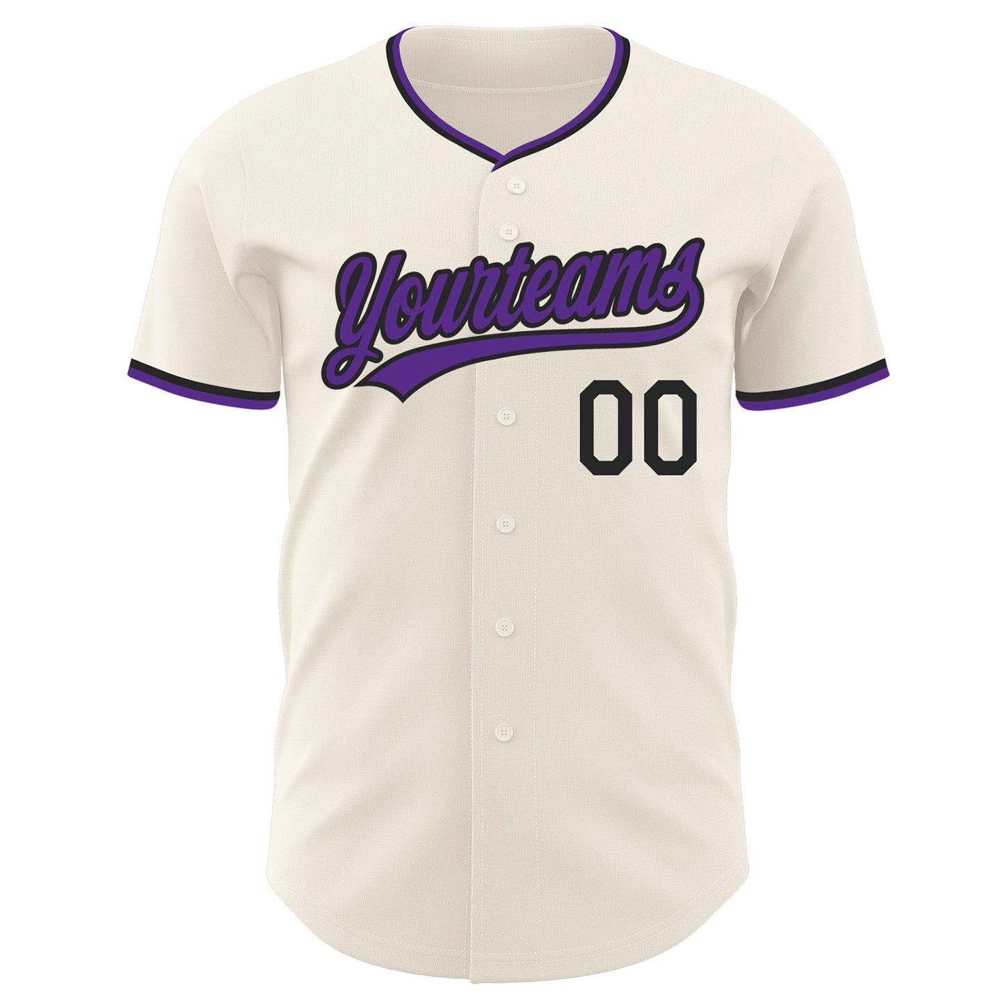 Custom Cream Purple-Black Authentic Baseball Jersey view 2