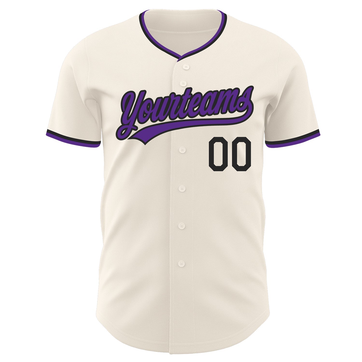Custom Cream Purple-Black Authentic Baseball Jersey view 2