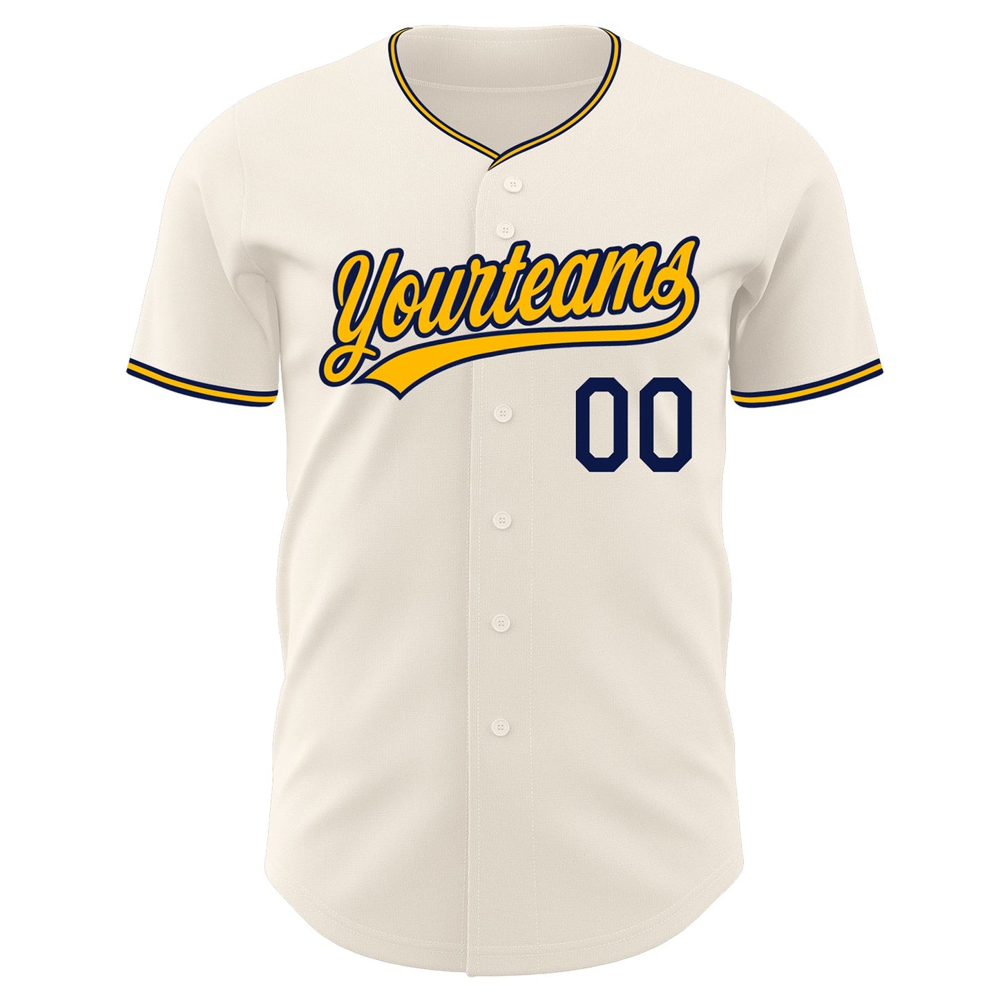 Custom Cream Gold-Navy Authentic Baseball Jersey view 2