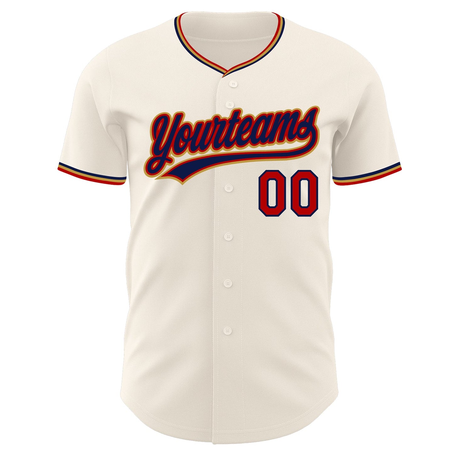 Custom Cream Navy Red-Old Gold Authentic Baseball Jersey view 2