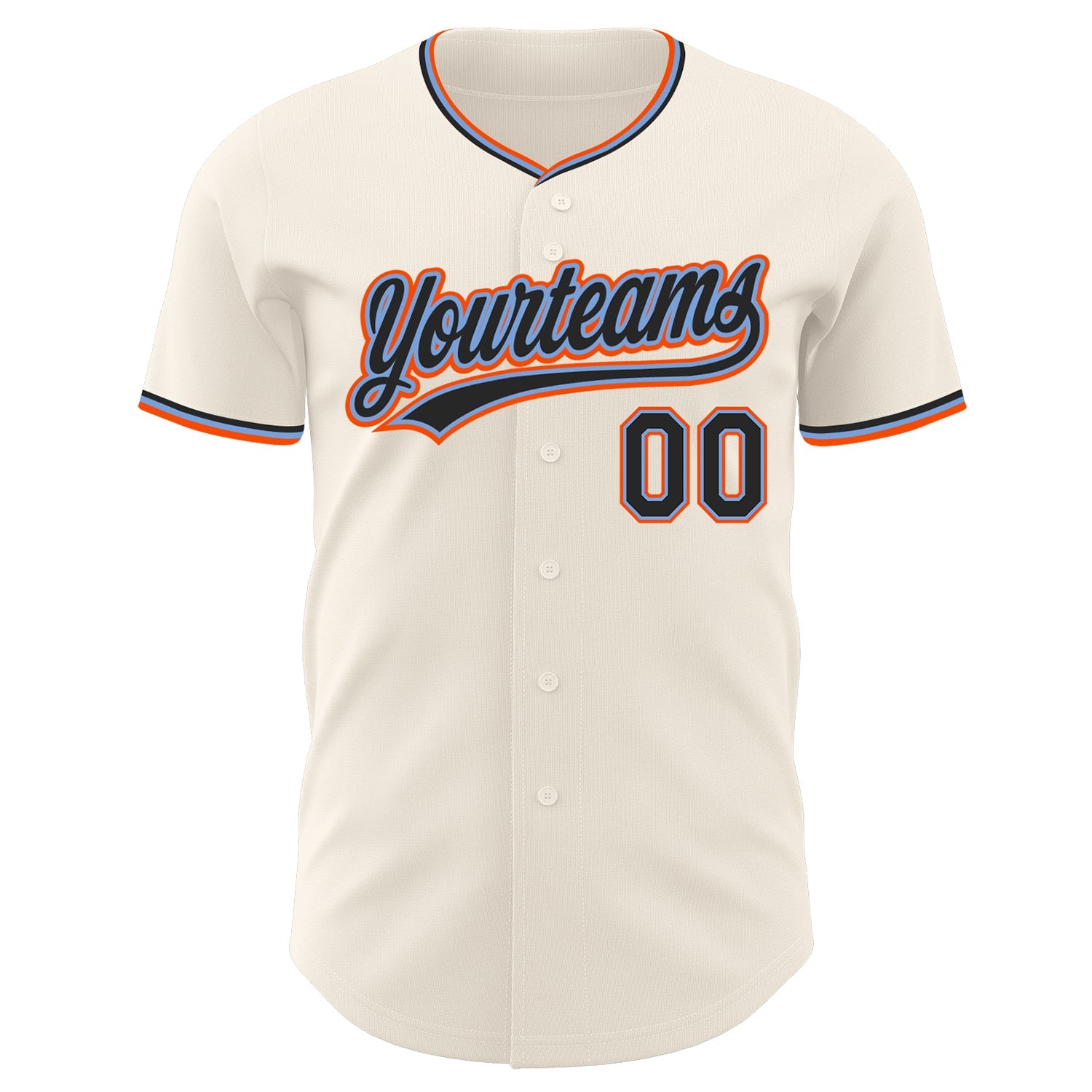 Custom Cream Black Powder Blue-Orange Authentic Baseball Jersey view 2