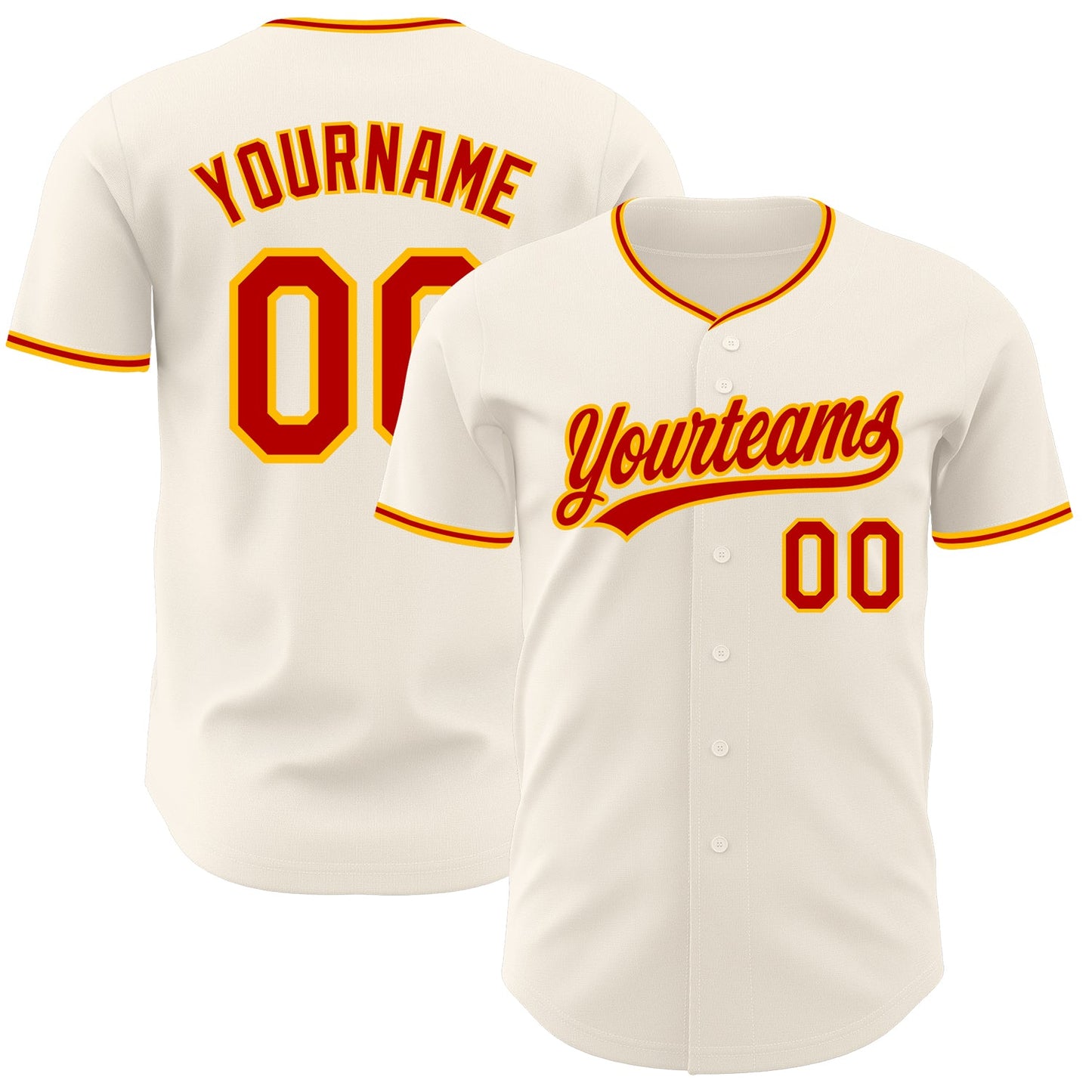Custom Cream Red-Gold Authentic Baseball Jersey - Main View