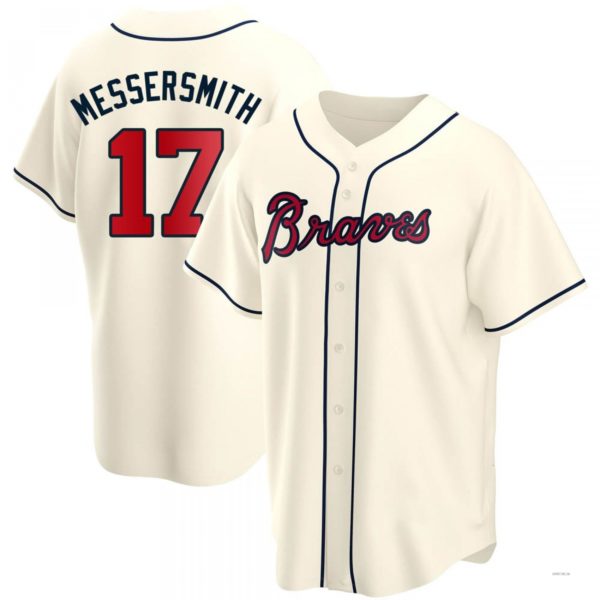 Atlanta Braves #17 Andy Messersmith Cream Alternate Jersey Stitches Baseball Jerseys - Main View