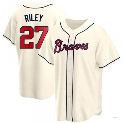 Atlanta Braves #27 Austin Riley Cream Alternate Jersey Stitches Baseball Jerseys - Main View