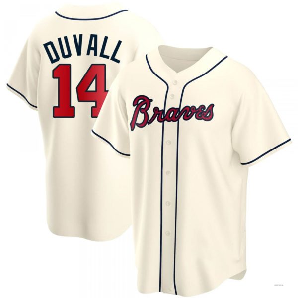 Atlanta Braves #14 Adam Duvall Cream Alternate Jersey Stitches Baseball Jerseys - Main View