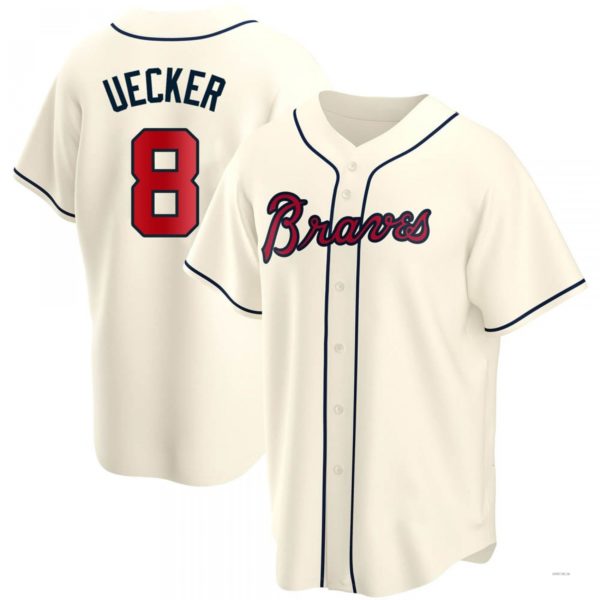 Atlanta Braves #8 Bob Uecker Cream Alternate Jersey Stitches Baseball Jerseys - Main View