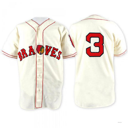 Atlanta Braves #3 Babe Ruth Cream Throwback Jersey Stitches Baseball Jerseys - Main View