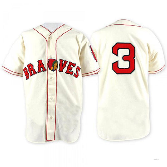 Atlanta Braves #3 Babe Ruth Cream Throwback Jersey Stitches Baseball Jerseys - Main View