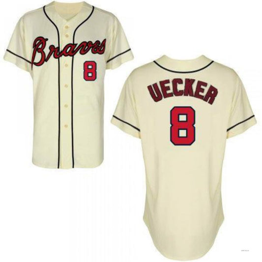 Atlanta Braves #8 Bob Uecker Cream Throwback Jersey Stitches Baseball Jerseys - Main View