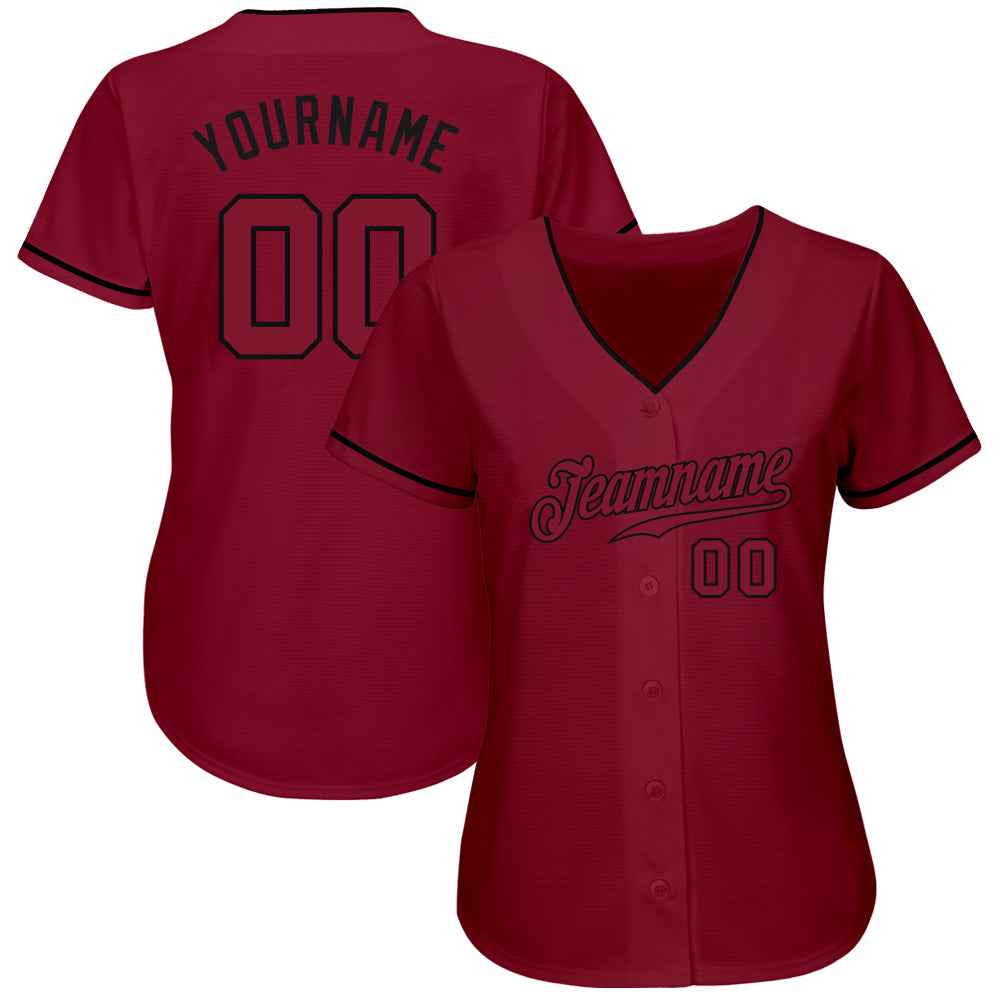 Custom Crimson Crimson-Black Authentic Baseball Jersey view 2