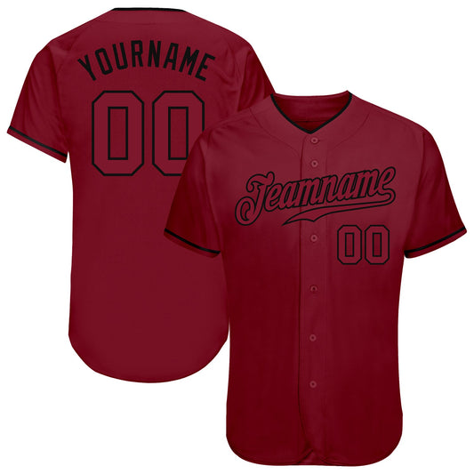 Custom Crimson Crimson-Black Authentic Baseball Jersey - Main View