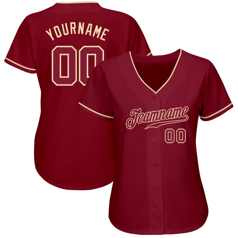 Custom Crimson Crimson-Cream Authentic Baseball Jersey view 2