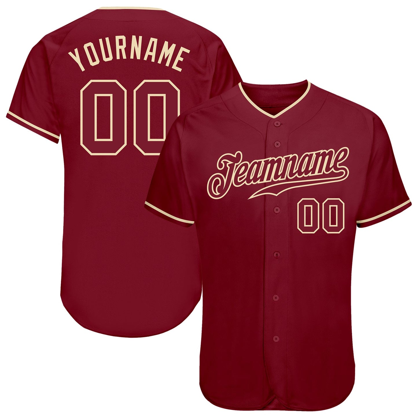 Custom Crimson Crimson-Cream Authentic Baseball Jersey - Main View