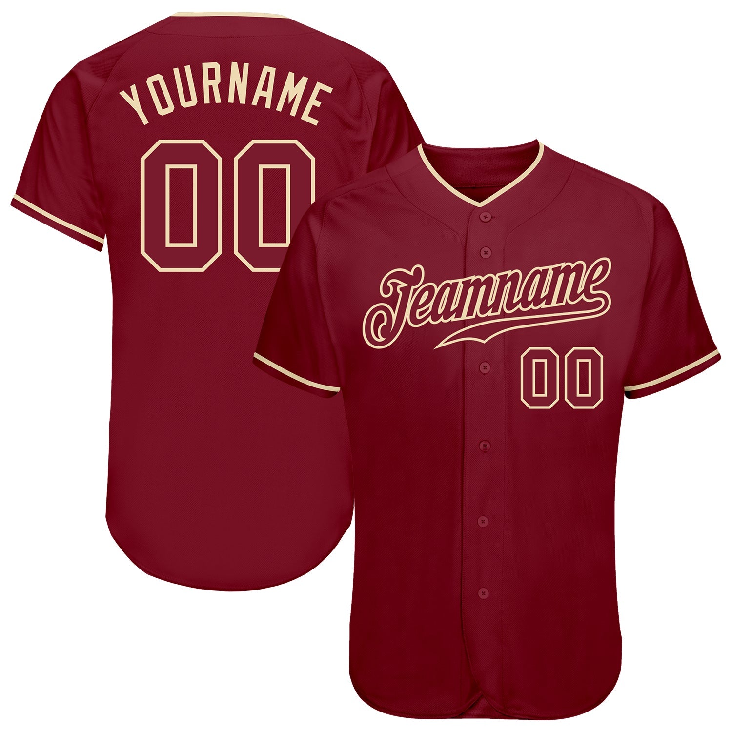 Custom Crimson Crimson-Cream Authentic Baseball Jersey - Main View