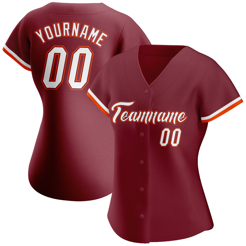Custom Crimson White-Orange Authentic Baseball Jersey view 2