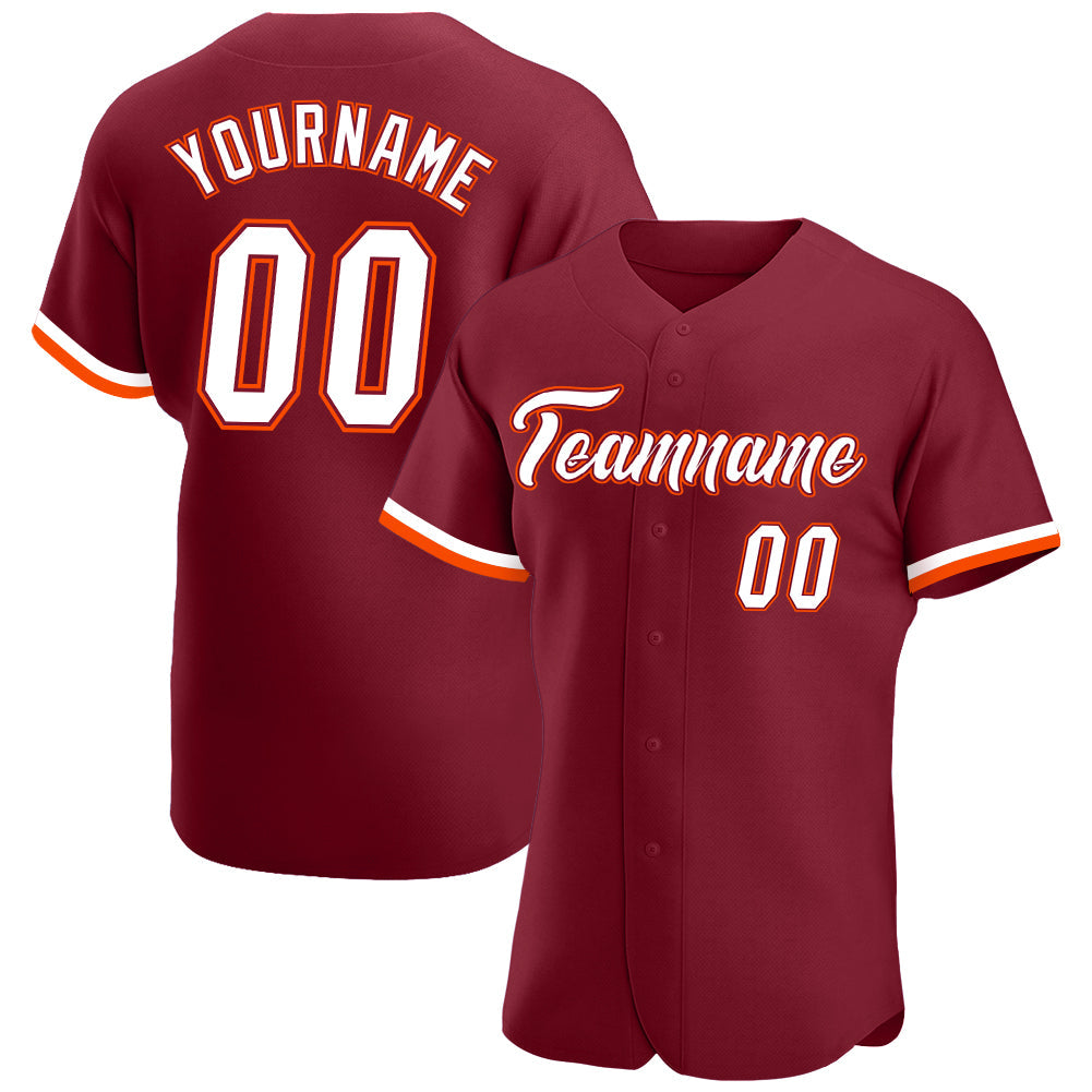 Custom Crimson White-Orange Authentic Baseball Jersey - Main View