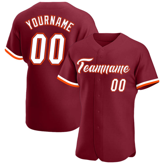 Custom Crimson White-Orange Authentic Baseball Jersey - Main View