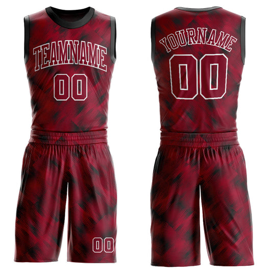 Custom Crimson Crimson-Black Round Neck Sublimation Basketball Uniform Jersey - Main View
