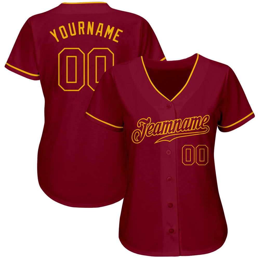 Custom Crimson Crimson-Gold Authentic Baseball Jersey view 2