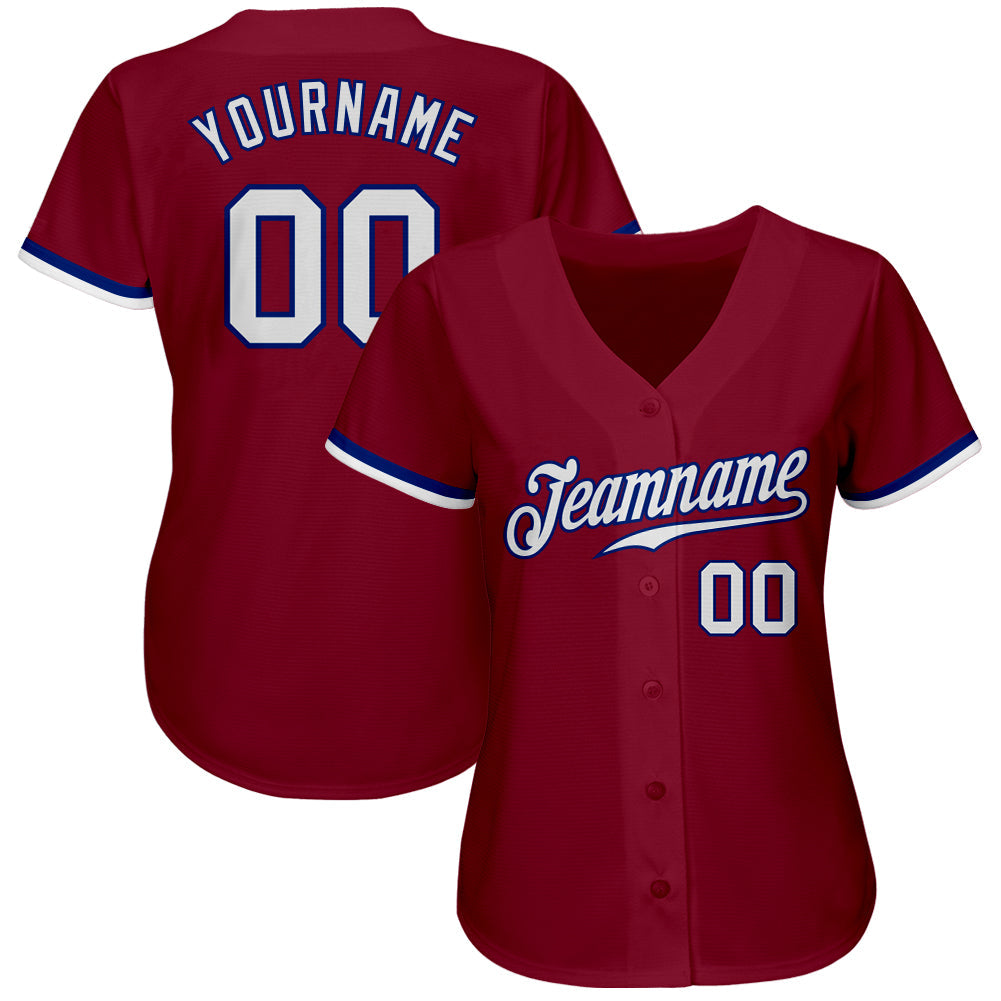 Custom Crimson White-Royal Authentic Baseball Jersey view 2