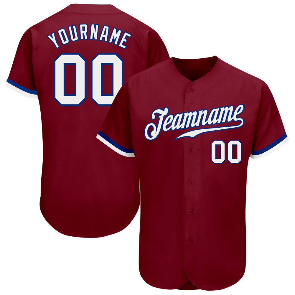 Custom Crimson White-Royal Authentic Baseball Jersey - Main View