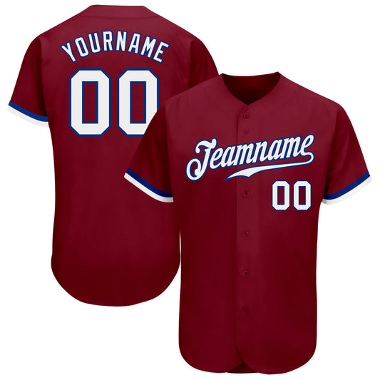 Custom Crimson White-Royal Authentic Baseball Jersey - Main View